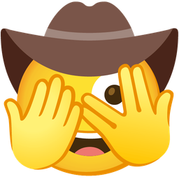 face with peeking eye and cowboy hat face