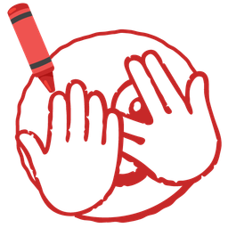 face with peeking eye and crayon