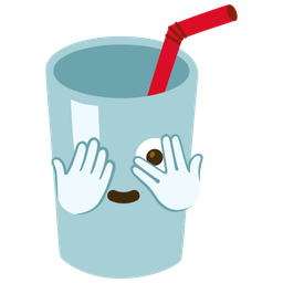 face with peeking eye and cup with straw
