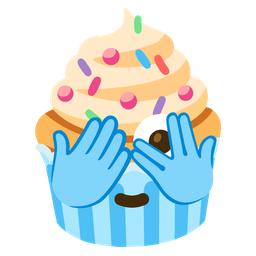 face with peeking eye and cupcake
