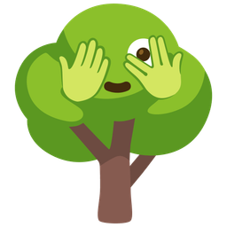 face with peeking eye and deciduous tree