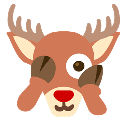 face with peeking eye and deer