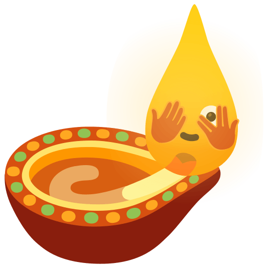 Face with peeking eye and Diya lamp