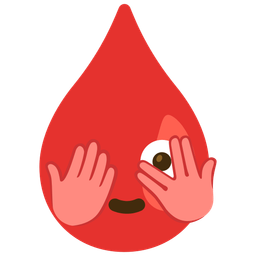 face with peeking eye and drop of blood