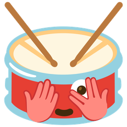 face with peeking eye and drum