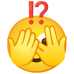 face with peeking eye and exclamation question mark