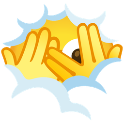 face with peeking eye and face in clouds