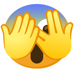 face with peeking eye and face screaming in fear