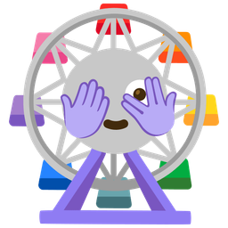 face with peeking eye and ferris wheel