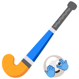 face with peeking eye and field hockey