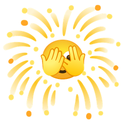 face with peeking eye and fireworks