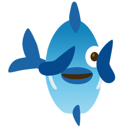 face with peeking eye and fish