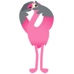 face with peeking eye and flamingo