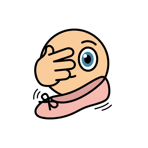 Face with peeking eye and Flat shoe