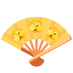 face with peeking eye and folding hand fan