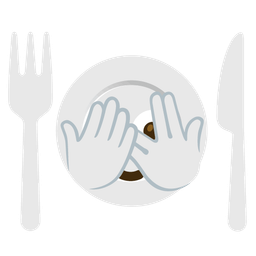 face with peeking eye and fork and knife with plate