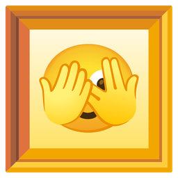 face with peeking eye and framed picture