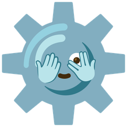 face with peeking eye and gear