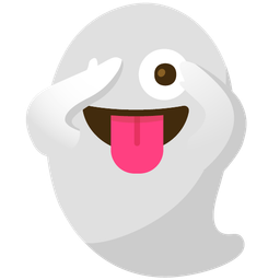 face with peeking eye and ghost