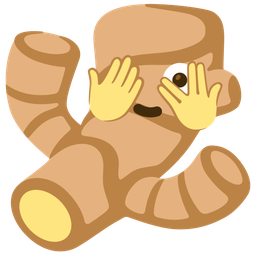 face with peeking eye and ginger root