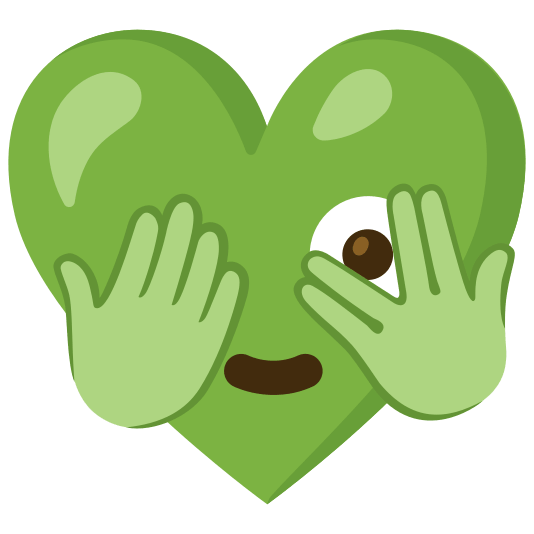 Face with peeking eye and Green heart