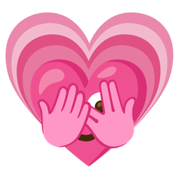 face with peeking eye and growing heart