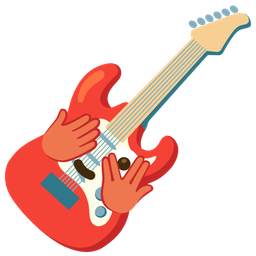 face with peeking eye and guitar