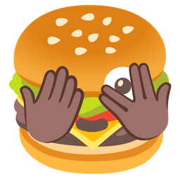 face with peeking eye and hamburger