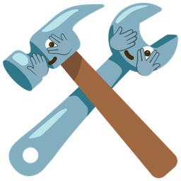 face with peeking eye and hammer and wrench