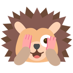 face with peeking eye and hedgehog