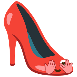 face with peeking eye and high-heeled shoe