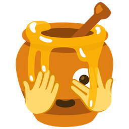 face with peeking eye and honey pot