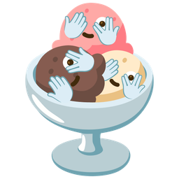 face with peeking eye and ice cream