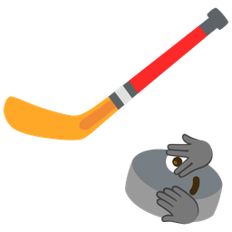 face with peeking eye and ice hockey