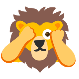 face with peeking eye and lion