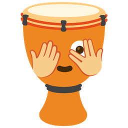 face with peeking eye and long drum