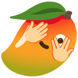 face with peeking eye and mango