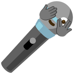 face with peeking eye and microphone