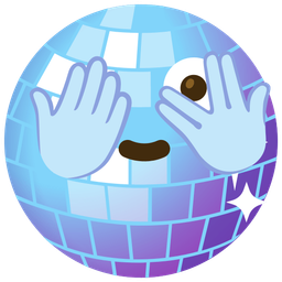 face with peeking eye and mirror ball