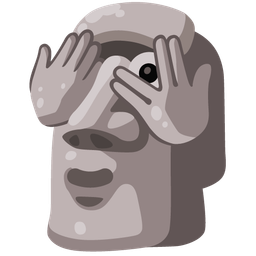 face with peeking eye and moai