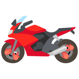 face with peeking eye and motorcycle