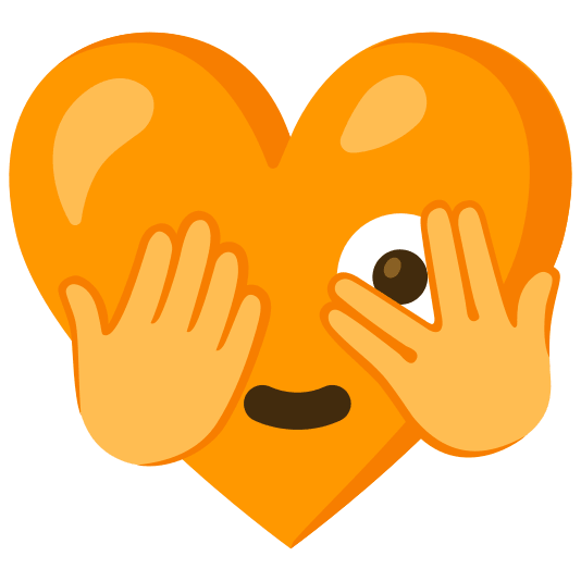 Face with peeking eye and Orange heart