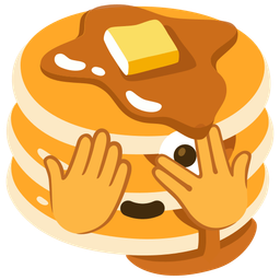 face with peeking eye and pancakes