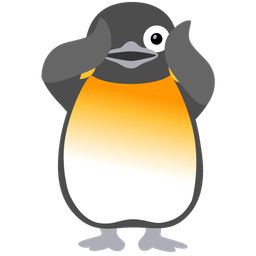 face with peeking eye and penguin