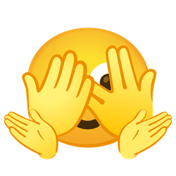 face with peeking eye and person shrugging