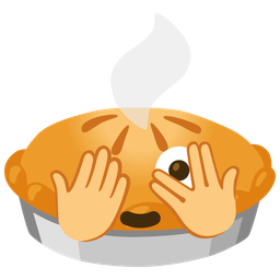 face with peeking eye and pie