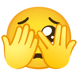 face with peeking eye and pleading face