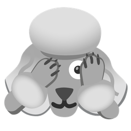 face with peeking eye and poodle