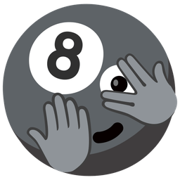 face with peeking eye and pool 8 ball