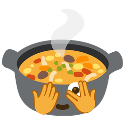 face with peeking eye and pot of food